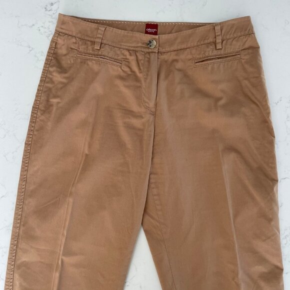 Olsen Europe Lisa Casual Mid Rise Cotton Cuffed Pants Carmel Tan Sz 6 - Picture 4 of 9